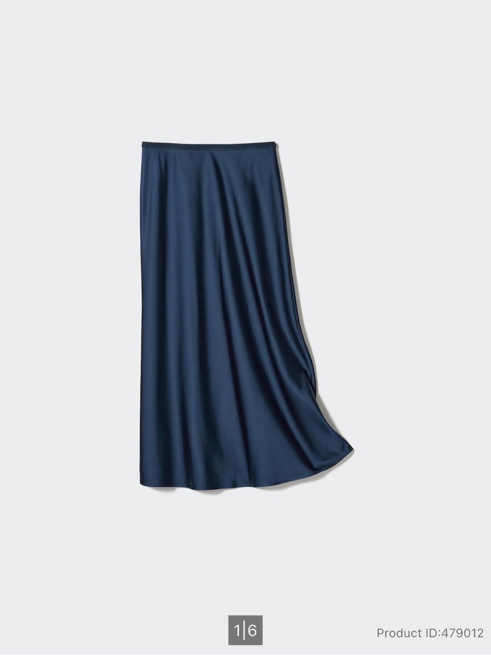 Uniqlo Navy Satin Midi Skirt